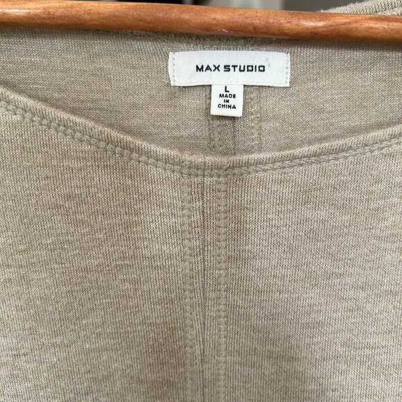 Max Studio Beige Double Knit Super Soft Sweatshirt Dress with Pockets Size Large - Picture 4 of 12